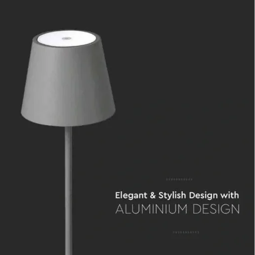 VT-7703 Table Lamp - 3000K - Dimmable via Touch - Rechargeable - Grey
