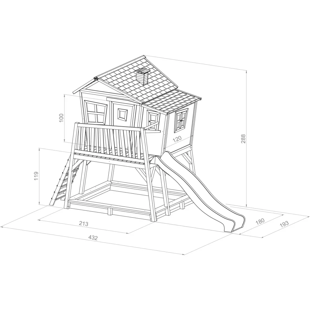 Max Playhouse Brown/White - Lime Green Slide
