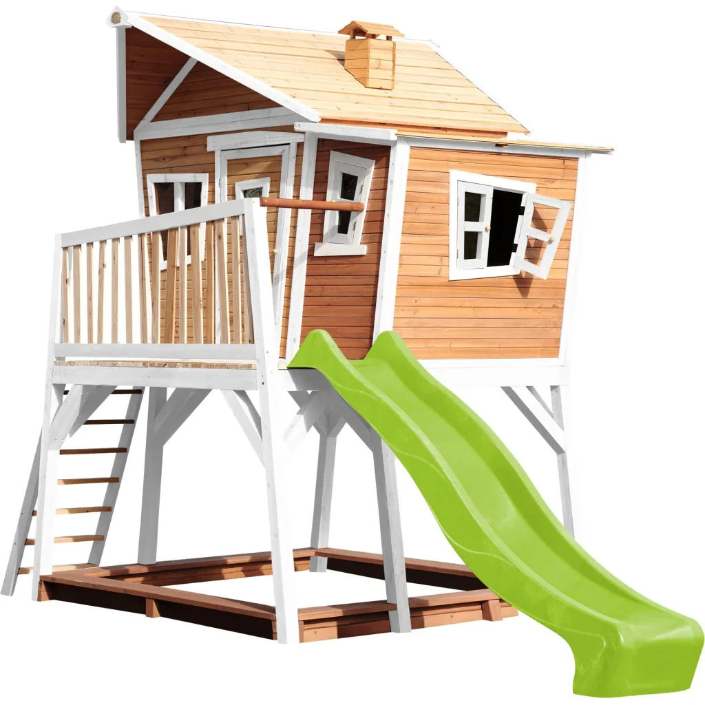 Max Playhouse Brown/White - Lime Green Slide