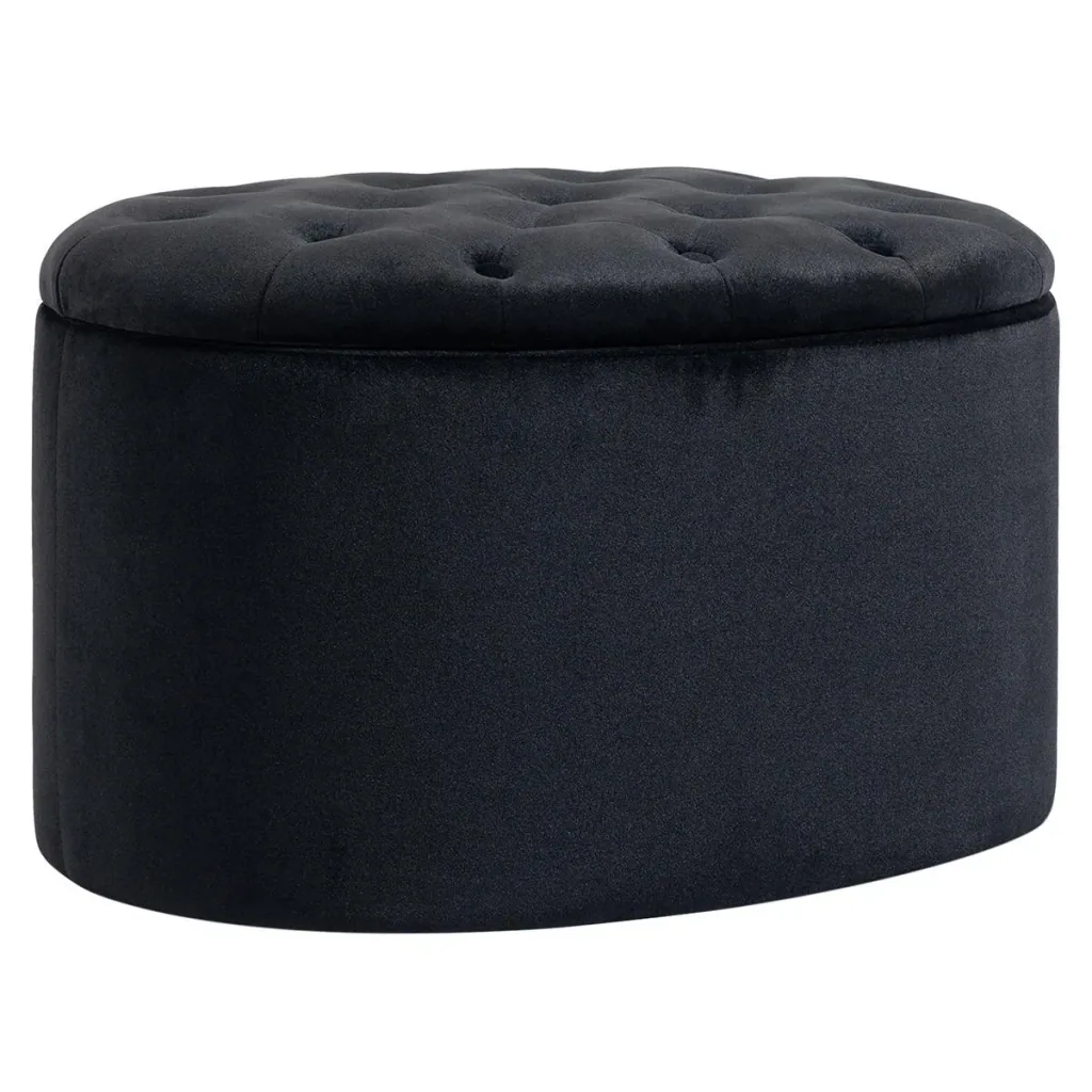 Bench Upholstered bench with storage space Chest bench Oval shape Hallway Bedroom Living room Velvety polyester Rubberwood Sch