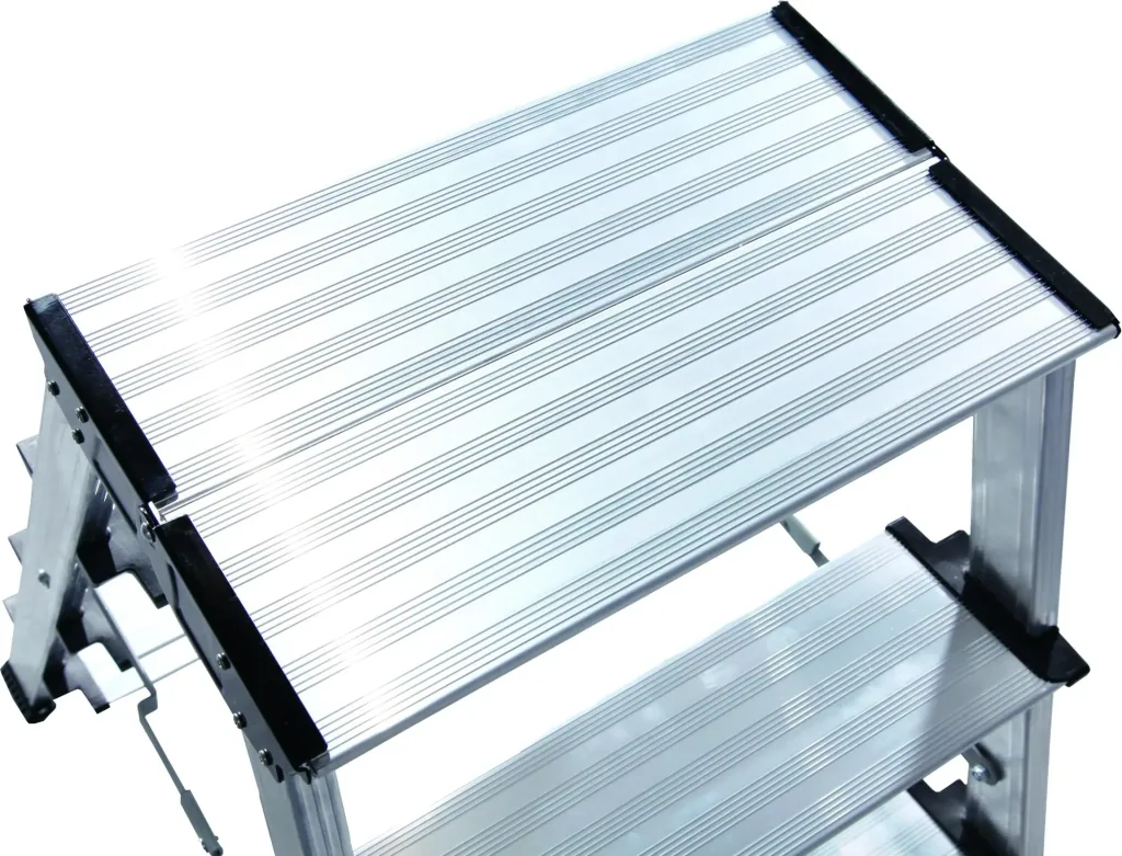 Treppo double folding step (aluminium), 2x4 steps