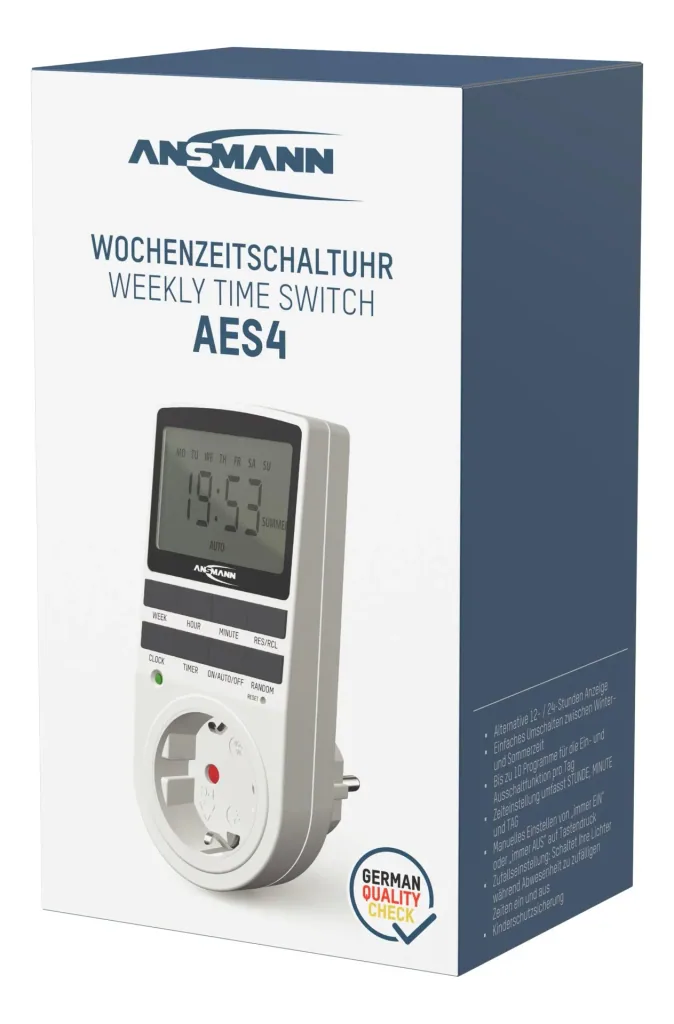 Cyfrowy tygodniowy timer z 10 możliwościami załączania/wyłączania na dzień