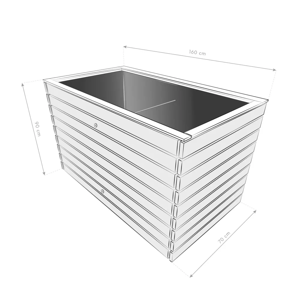 Podwyższona grządka Asket XL, 160×70×90 cm, Naturalna – Drewno świerkowe, przyjazna dla pleców