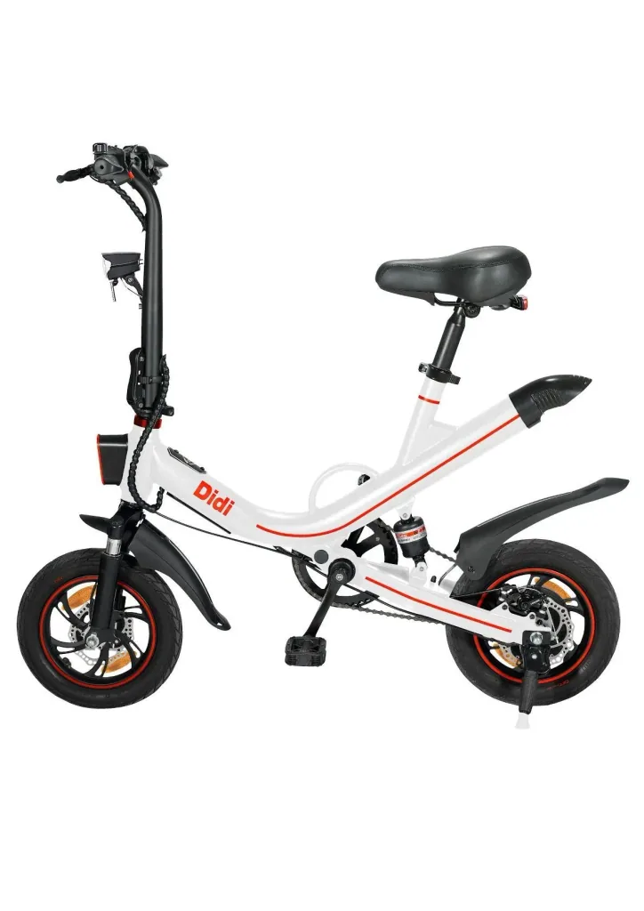 Unisex mini folding bike, 12 inches, automatic transmission, white, "City"