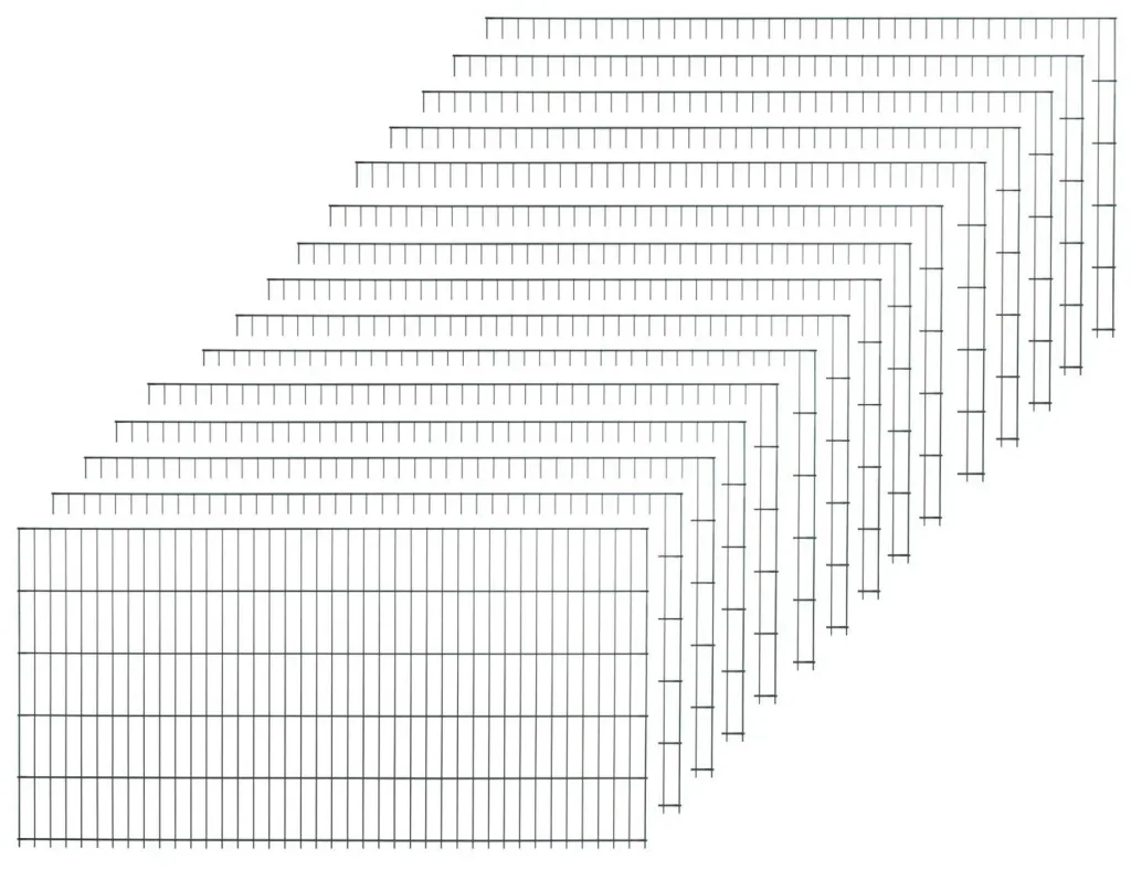 Zestaw zielonych paneli ogrodzeniowych, 15 szt., 100 cm x 200 cm