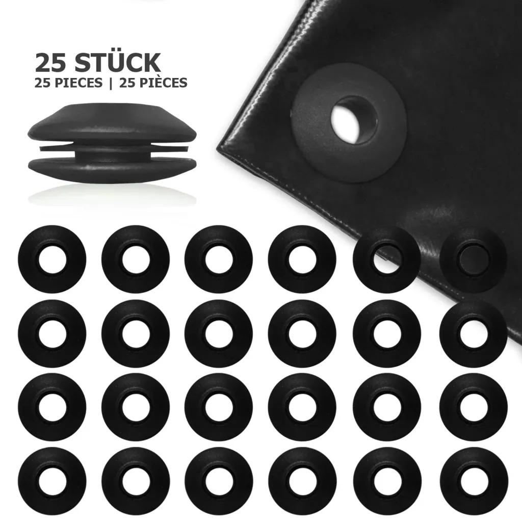 Tarpaulin eyelets, black - 25 pieces