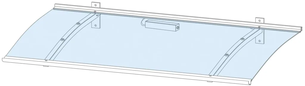 Bent canopy with LED technology, 1500 x 900 x 220 mm, color white
