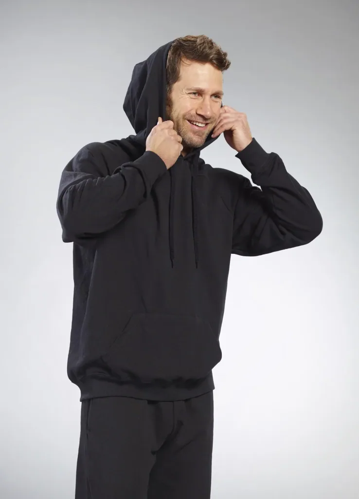 Hoody with kangaroo pocket, color black, size L