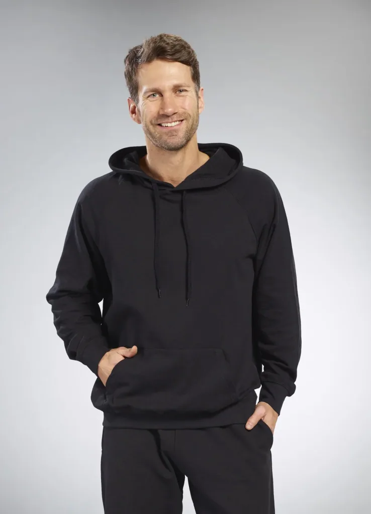 Hoody with kangaroo pocket, color black, size L