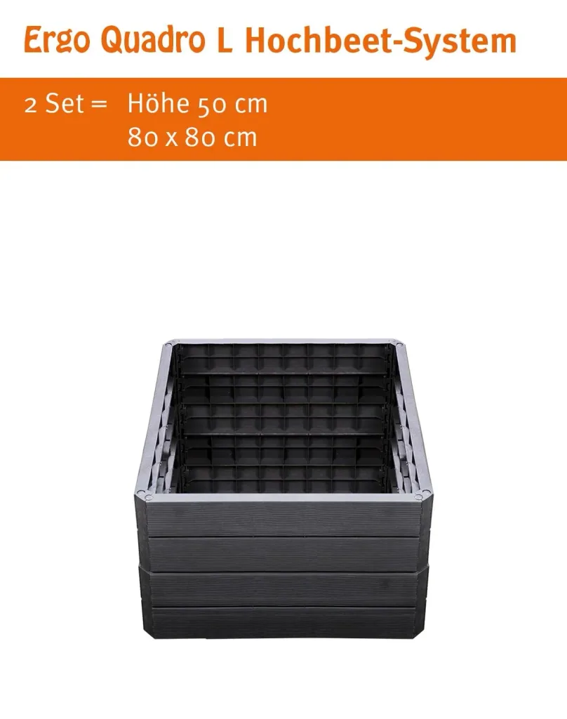 Ergo Quadro L raised bed system anthracite, height: 25 cm, 80 x 80 cm