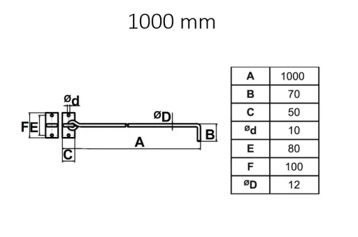 Fitting set storm hook 1000 mm