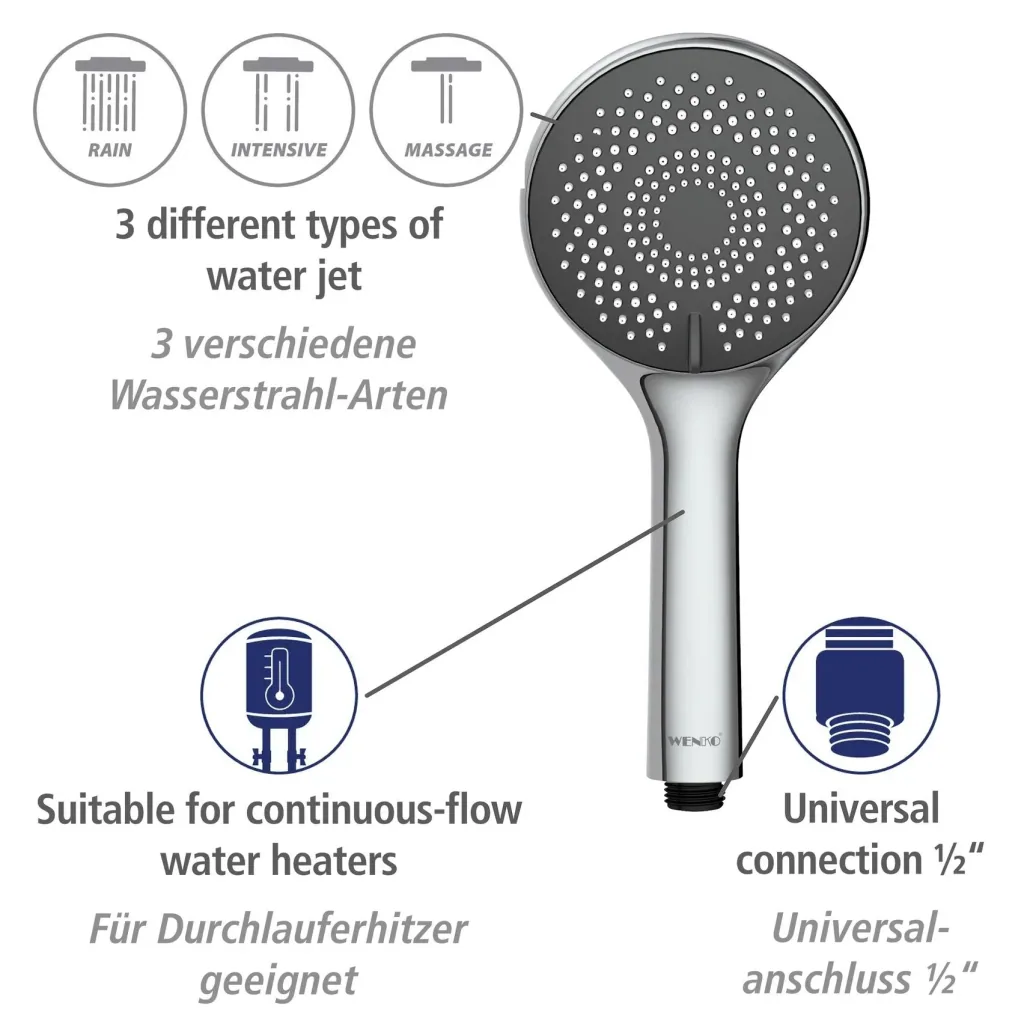 Watersaving shower set Watersaving Chrome, length bar: 70 cm
