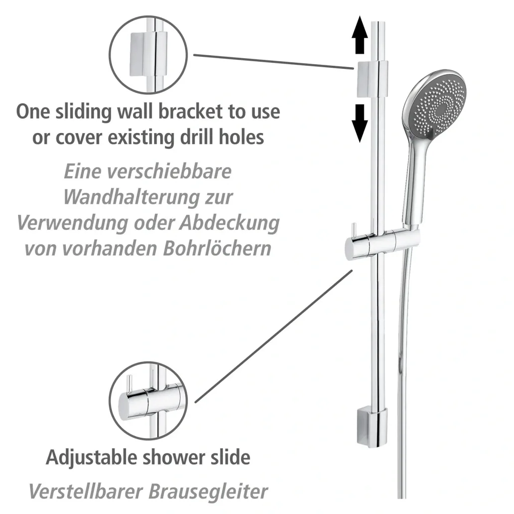 Watersaving shower set Watersaving Chrome, length bar: 70 cm