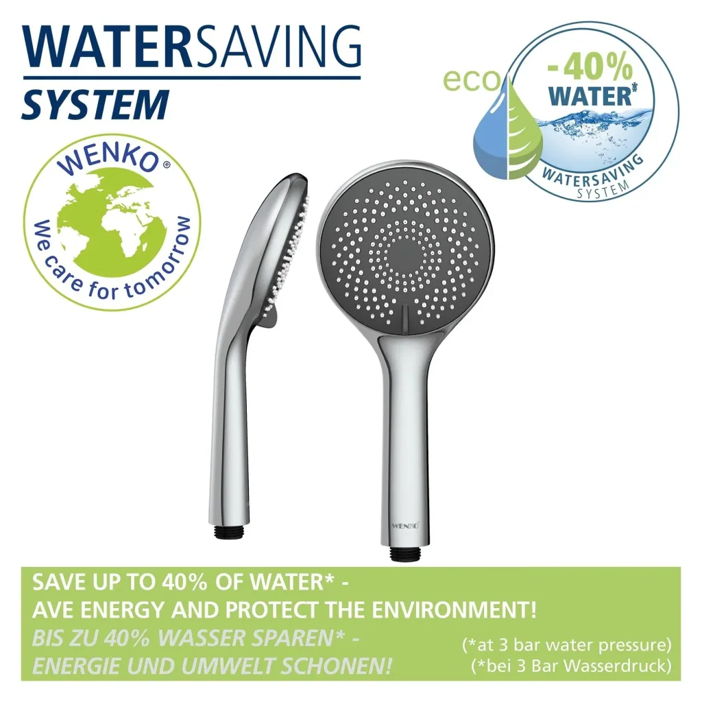 Watersaving shower set Watersaving Chrome, length bar: 70 cm