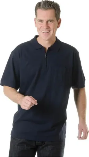 Men's polo shirt with zip, color red, size M