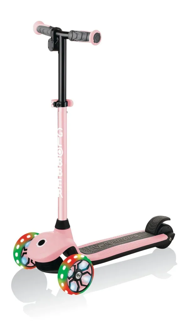 ONE K E-MOTION 4 PLUS electric scooter, lithium battery, 80 W motor, 125/90 mm, 3-wheeled, LED wheels, pastel pink