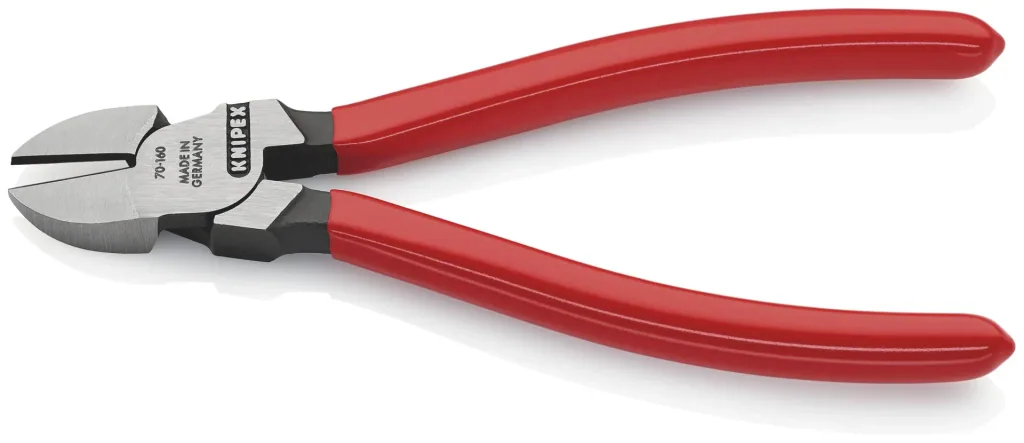 Side cutters with plastic coating, black atramentized, polished, 160 mm cutting edge with bevel
