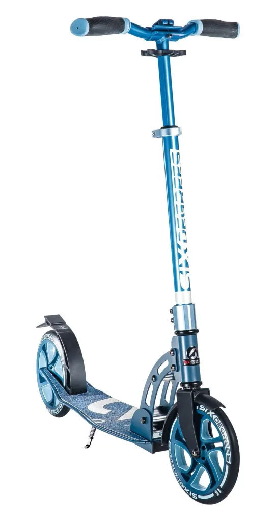 Aluminum scooter with folding mechanism and stand, 205 mm, ABEC 7, height adjustable, blue