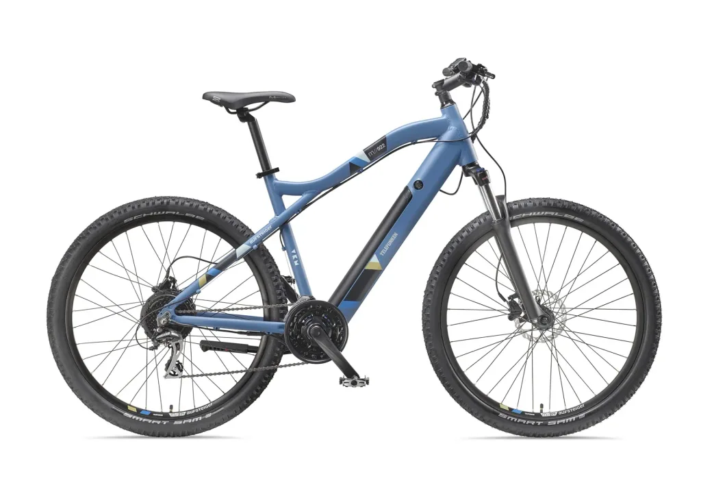 Unisex aluminum MTB E-Bike, 29 inches, 24-speed derailleur, blue, entry-level M922 hardtail