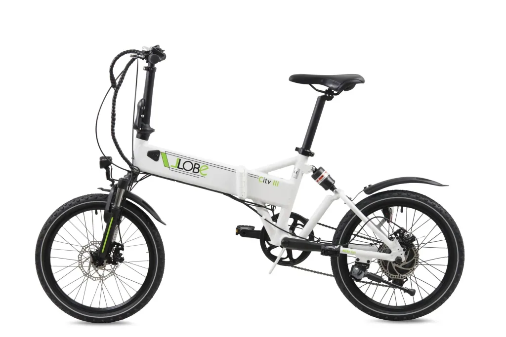 Aluminium E-Bike folding bike 20 inches, frame height 37 cm, 7-speed derailleur, white "City III"