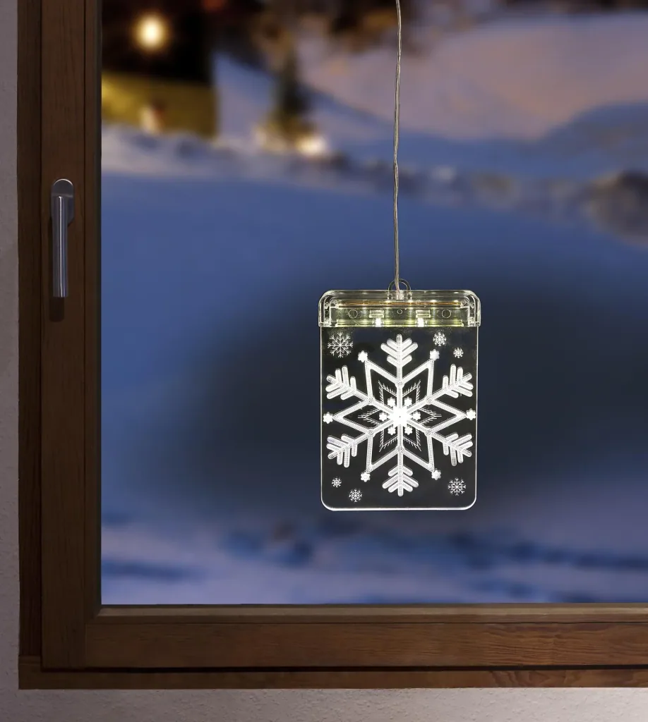 LED window picture snowflake with suction cup