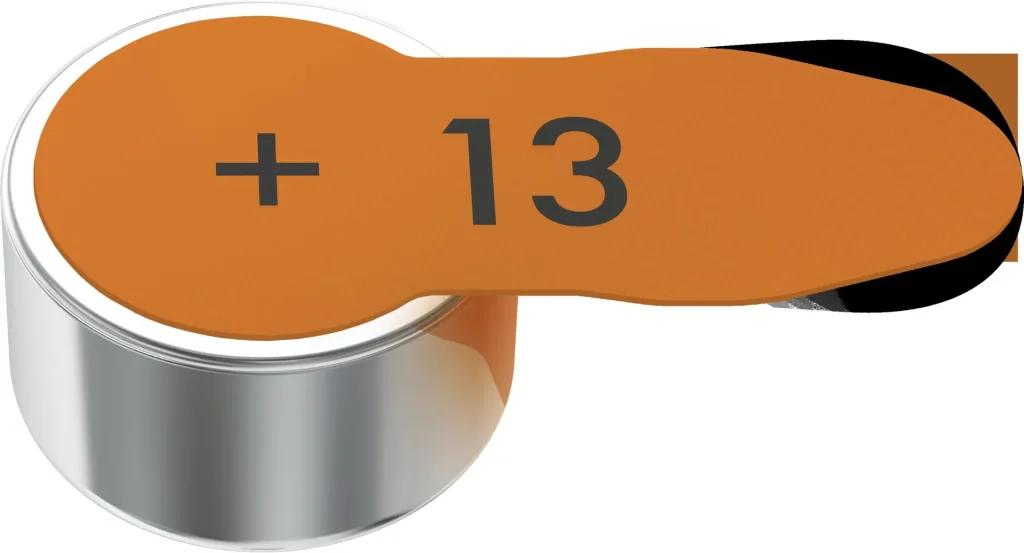 Hearing aid batteries Zinc-Air 13 (PR48), set of 6 - ORANGE