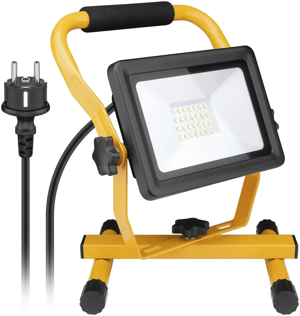 LED construction spotlight with stand, various designs