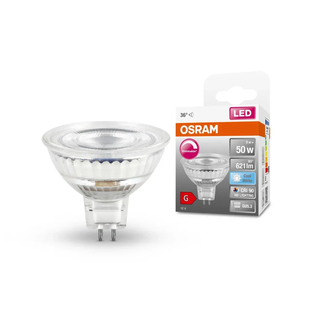 LED SUPERSTAR reflector lamp MR16 with 8 watts, GU5.3, cool white, 36°, dimmable