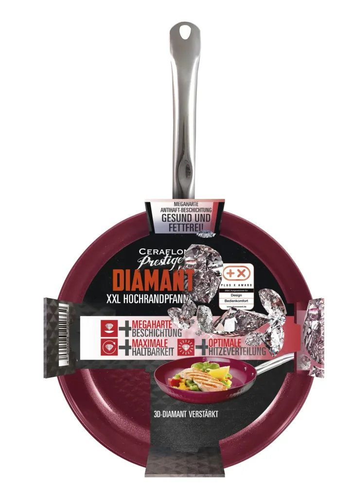 Ceraflon Prestige Diamant XXL non-stick frying pan set, 3 pieces, Magenta - Ø 20 cm / 24 cm / 28 cm