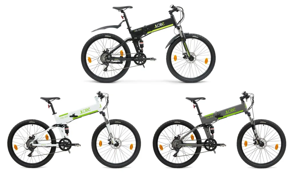Unisex e-mountain bike, 27.5 inches, frame height 48 cm, 9-speed derailleur, black, foldable - FML830, 10.4 Ah