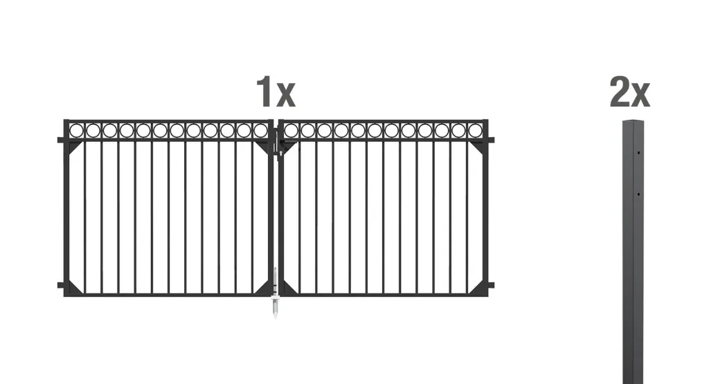 Double gate set Circle including posts 3 x 1.2 m anthracite matt