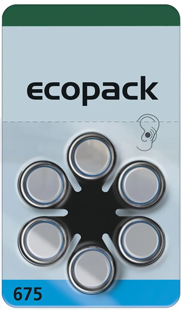 Hearing aid battery Ecopack Type 13 (PR48) ORANGE - 6 pieces