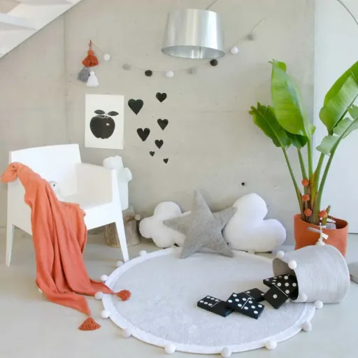 Lorena Canals Kosz do przechowywania Bubbly Pom Poms szary