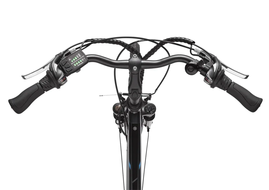 Men's aluminum trekking e-bike 28 inches, frame height 48 cm, 21-speed derailleur, anthracite, XT481 Expedition,