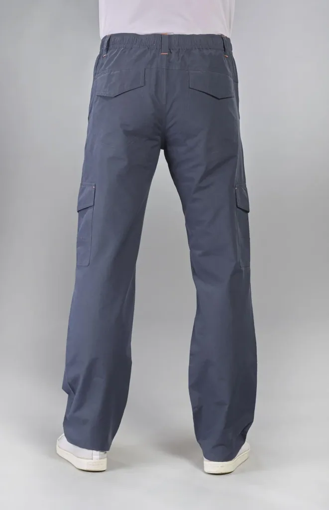 Trekking trousers with elastic waistband, color blue/grey, size 50