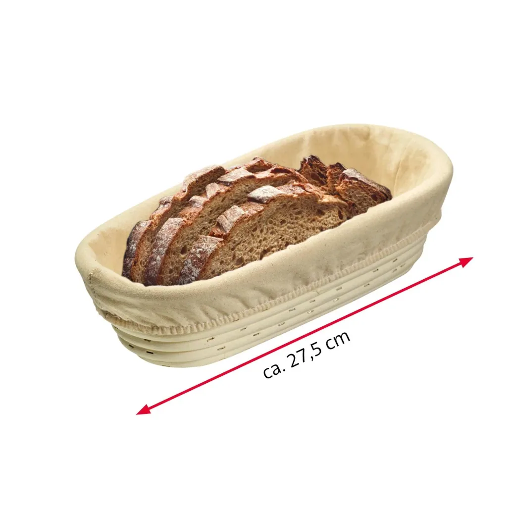 Set of wicker fermentation baskets with cotton cover, oval