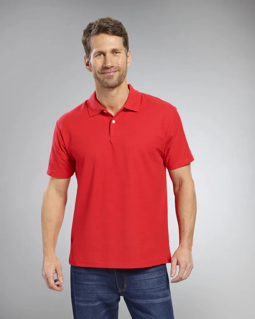 Polo shirt with pique structure, color red, size L