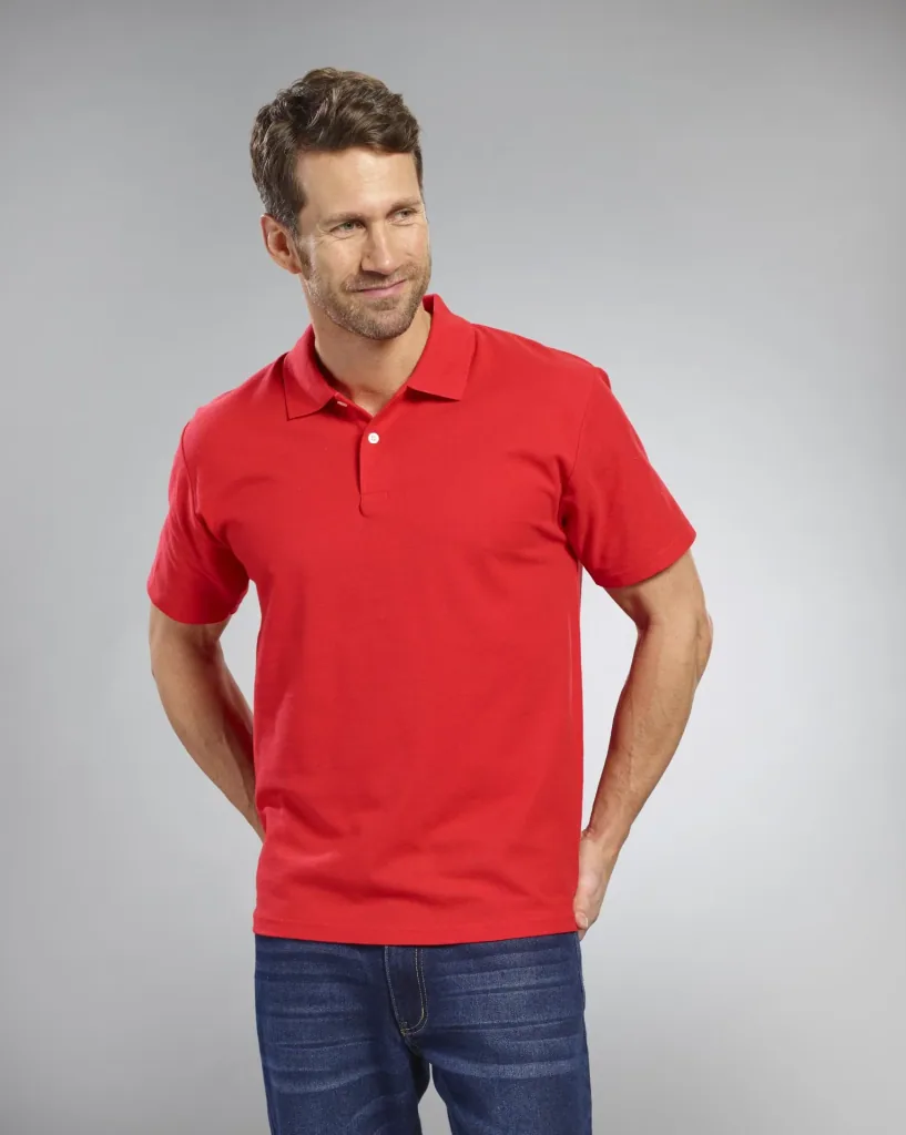 Polo shirt with pique structure, color red, size L