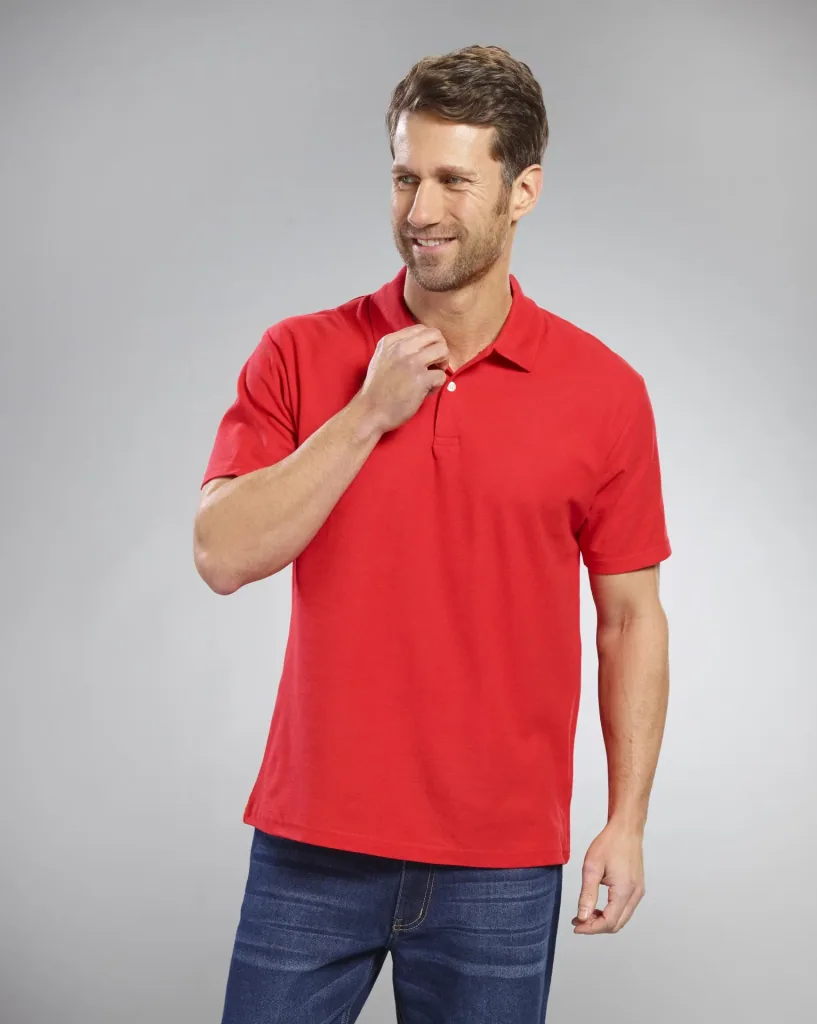 Polo shirt with pique structure, color red, size L