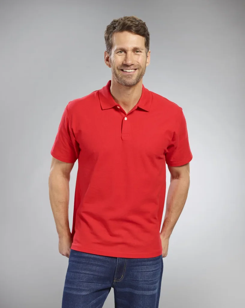 Polo shirt with pique structure, color red, size L