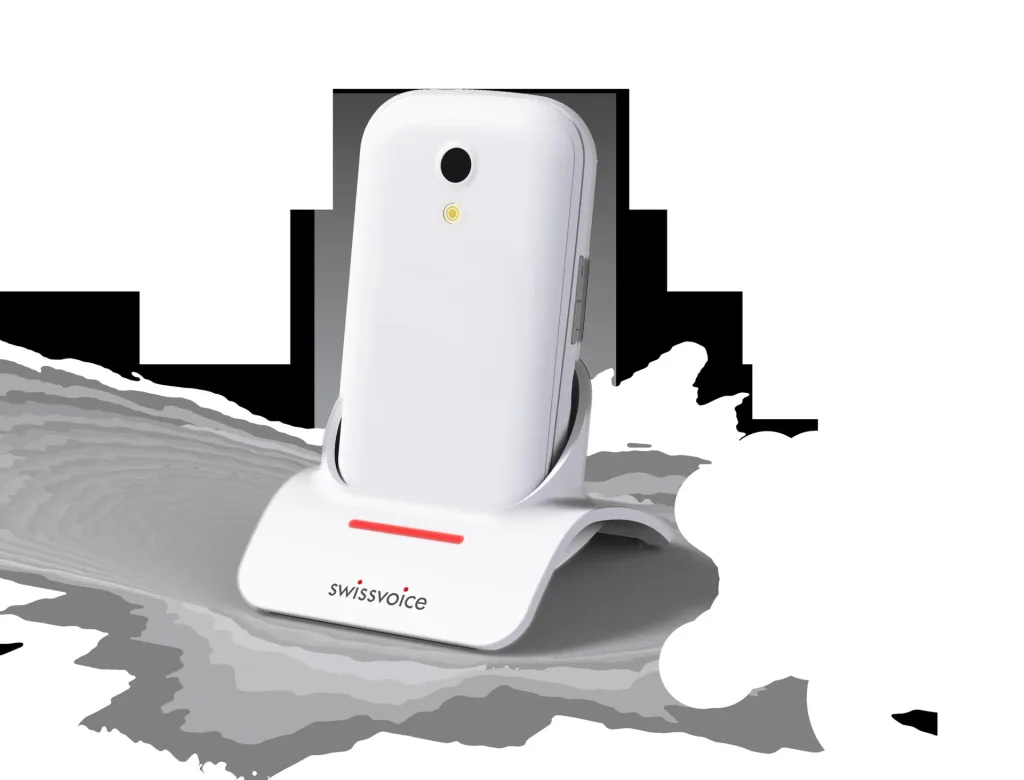 Senior mobile phone with voice output and SOS button, white