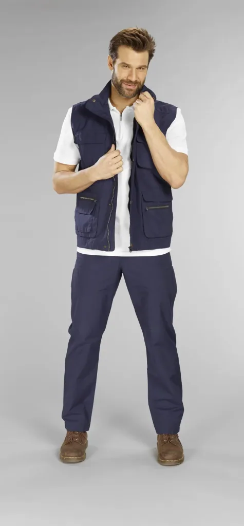 Outdoor trousers, back pocket with zipper, color blue-grey, size 50