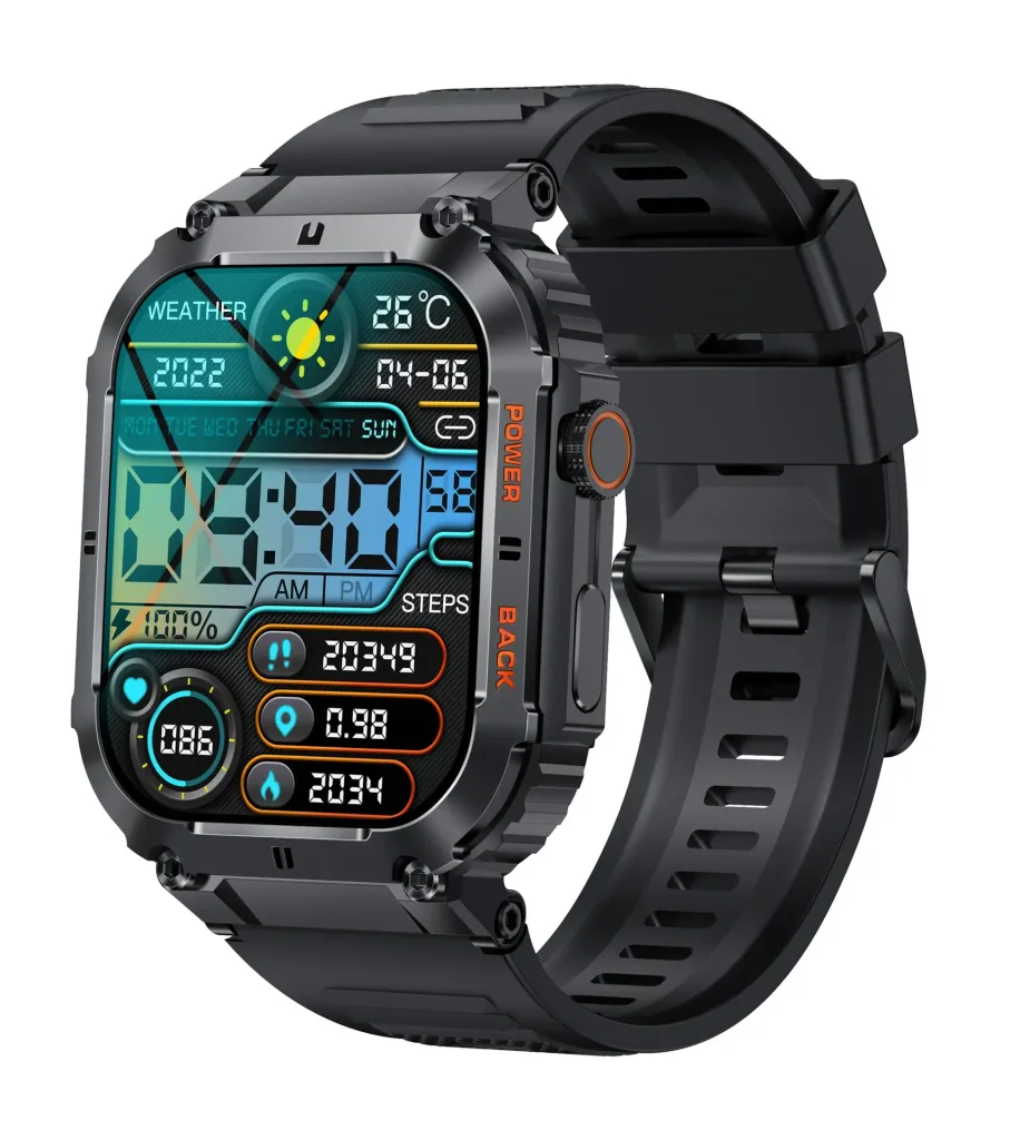 Bluetooth Smartwatch with heart rate, blood pressure and blood oxygen measurement, black