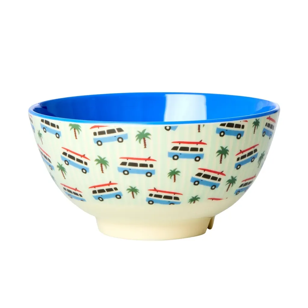 RICE Talerz - Cars Print - Jasnoniebieski, Melamina, Rozmiar: Średni