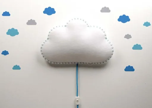 Buokids Miękka lampka nocna/lampa ścienna Cloud, Wersja: Przewód i złącze; Kolor szwu: niebieski