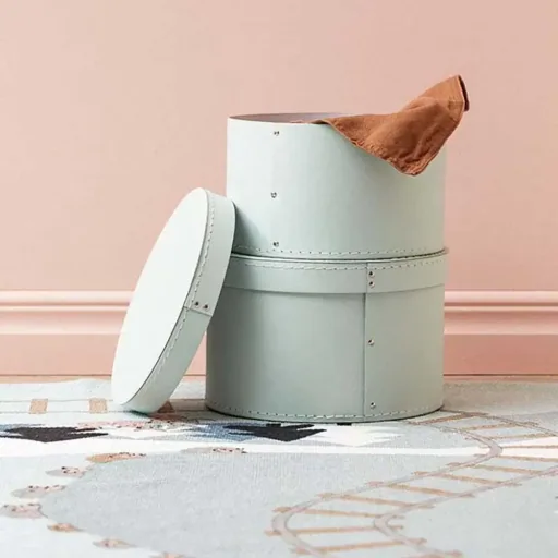 Kids Concept zestaw 2 okrągłych pudełek kartonowych jasnozielony