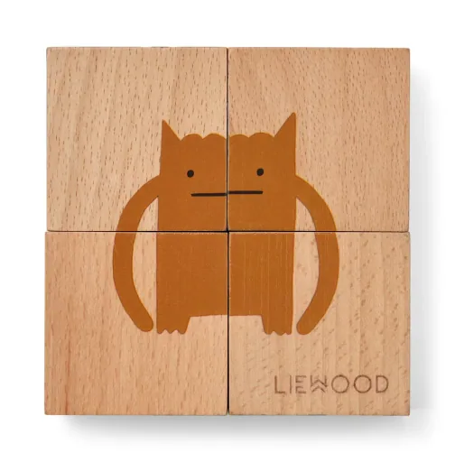 Liewood Puzzle, Drewniane puzzle, Drewniane klocki - Aage, Kolor: Monster / Nature