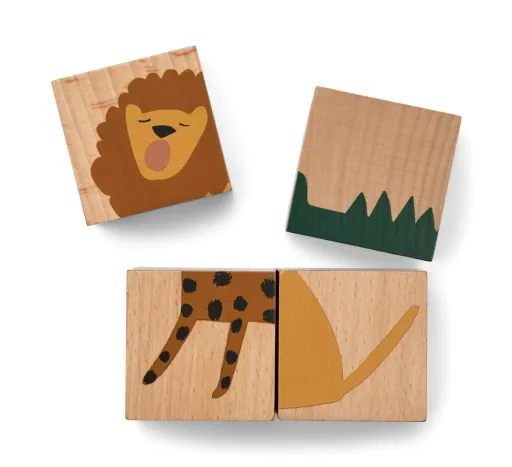 Liewood Puzzle, Drewniane puzzle, Drewniane klocki - Aage, Kolor: Monster / Nature