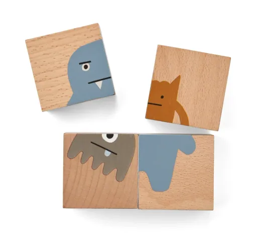 Liewood Puzzle, Drewniane puzzle, Drewniane klocki - Aage, Kolor: Monster / Nature