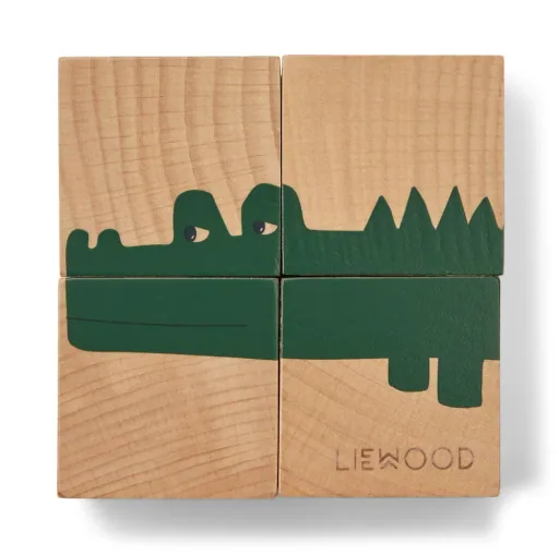 Liewood Puzzle, Drewniane puzzle, Drewniane klocki - Aage, Kolor: Monster / Nature